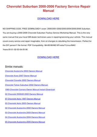 2004 Suburban Service Manual Free Download